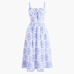 Chic Floral Midi Dress in Blue and White